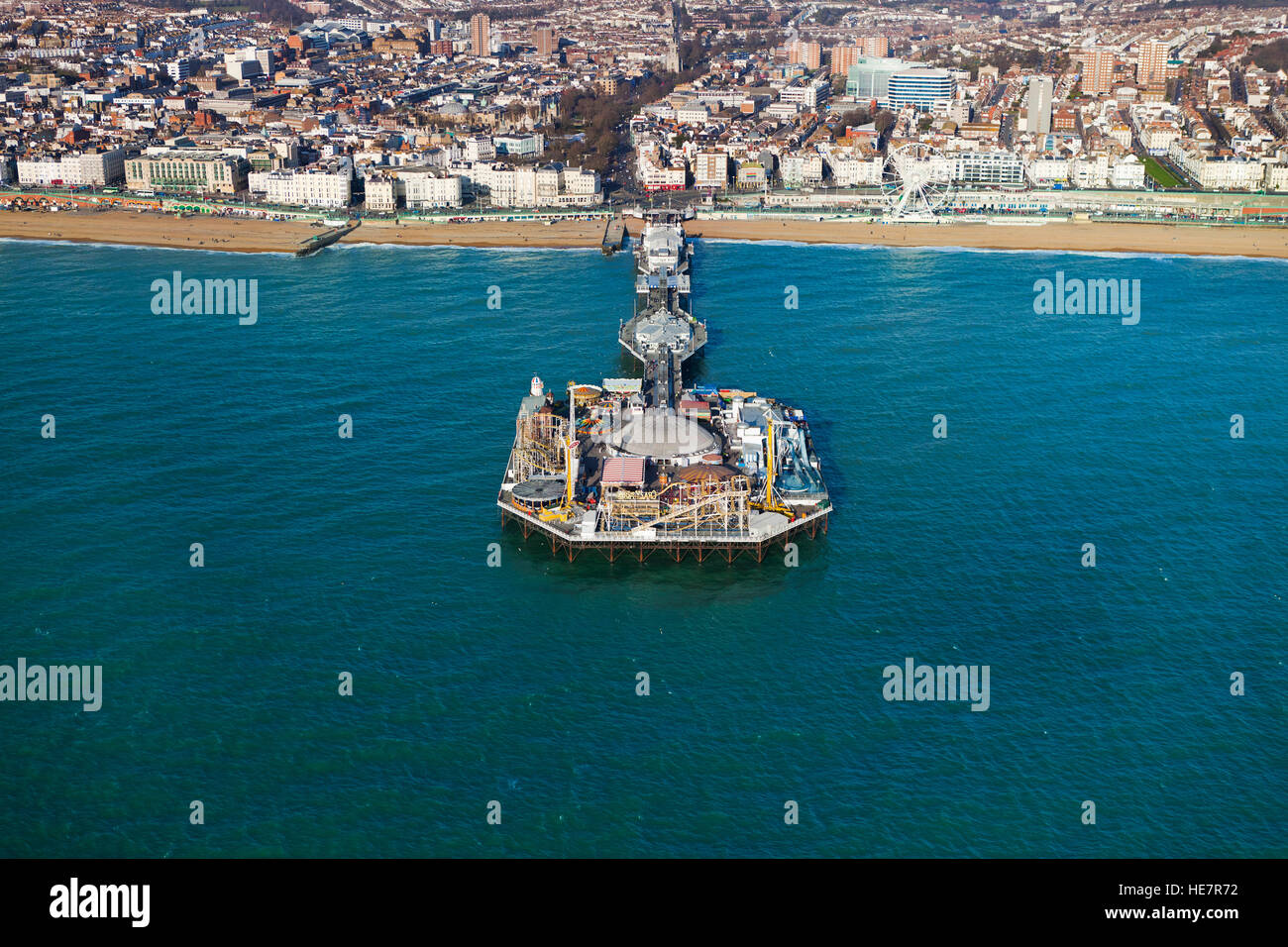 Vue aérienne de la jetée de Brighton, Brighton, East Sussex, Angleterre Banque D'Images