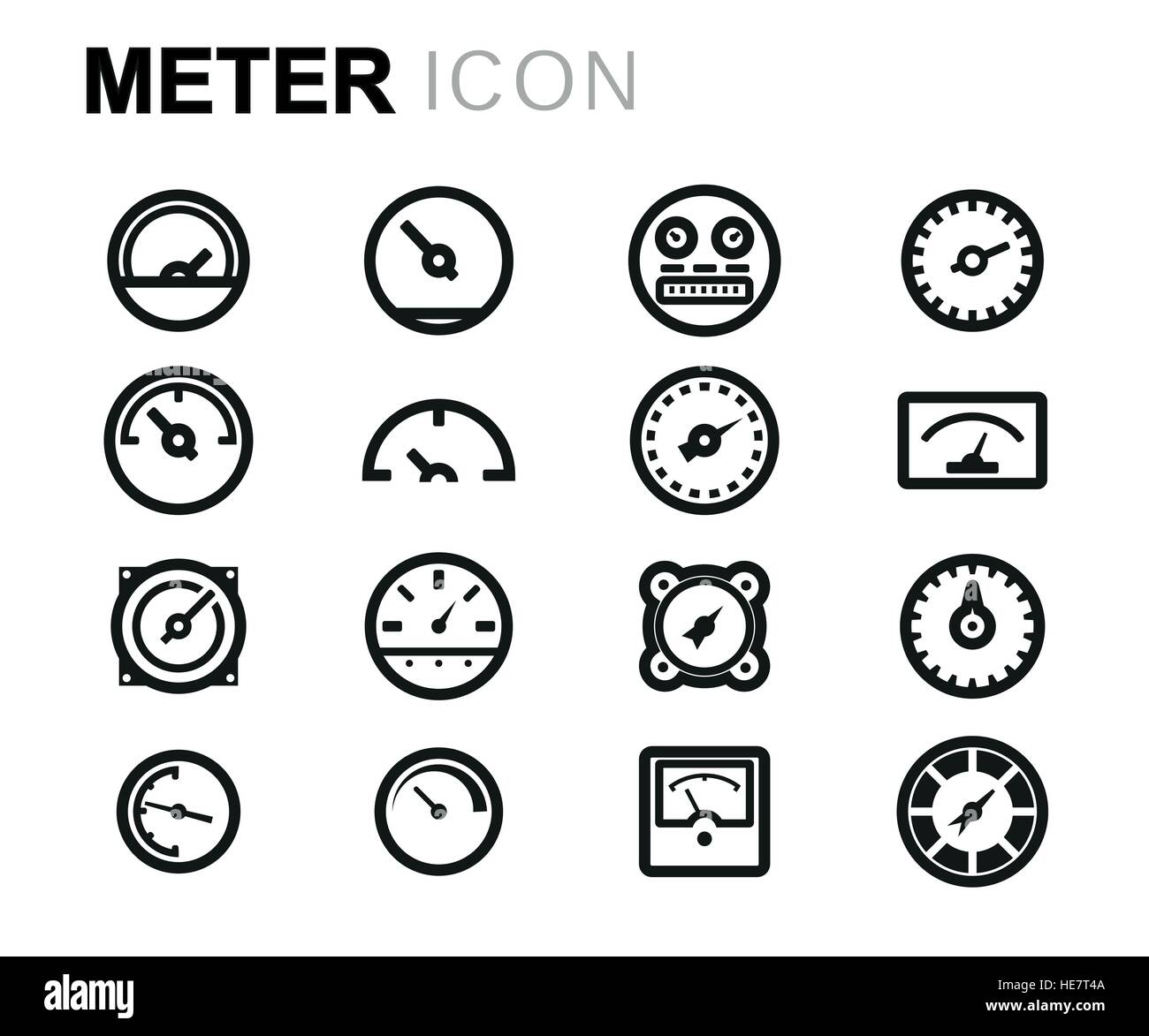 Ligne vectorielle meter icons set Illustration de Vecteur