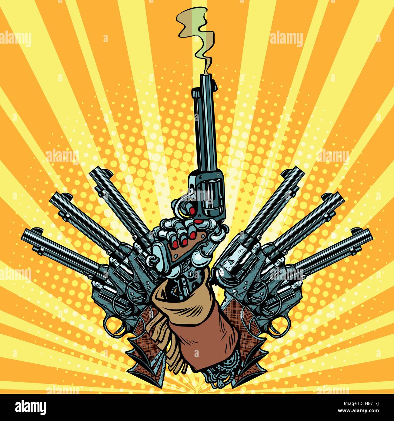 Part de revolvers armes pop art shot Illustration de Vecteur