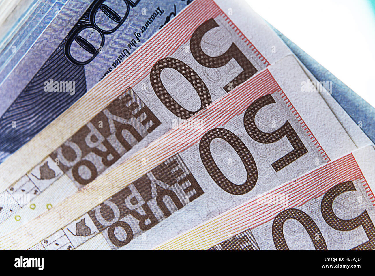 Stock photography. avec trois projets de 50 euros au premier plan Banque D'Images