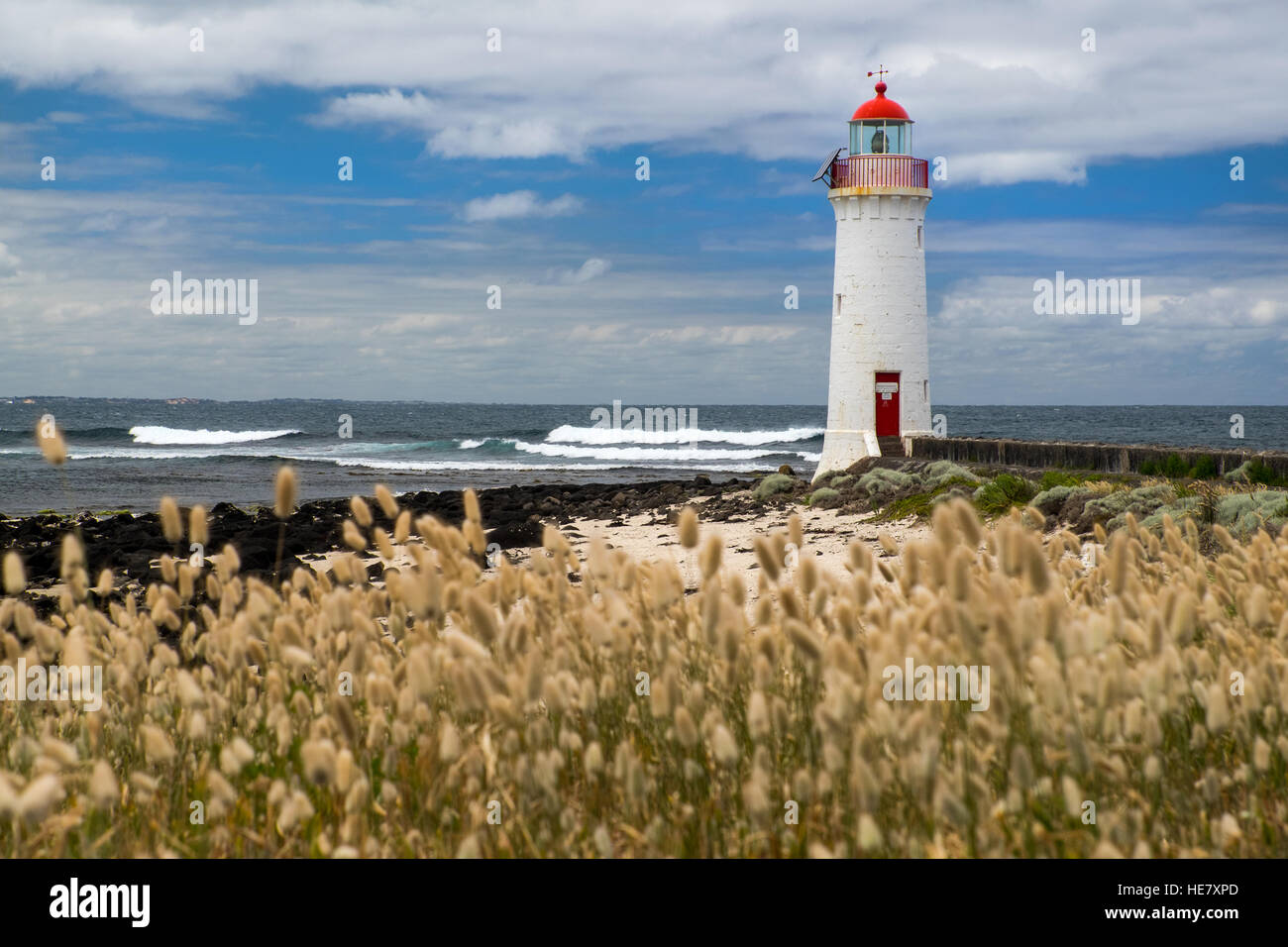 Le phare de Griffiths Island, Port Fairy, Victoria, Australie Banque D'Images