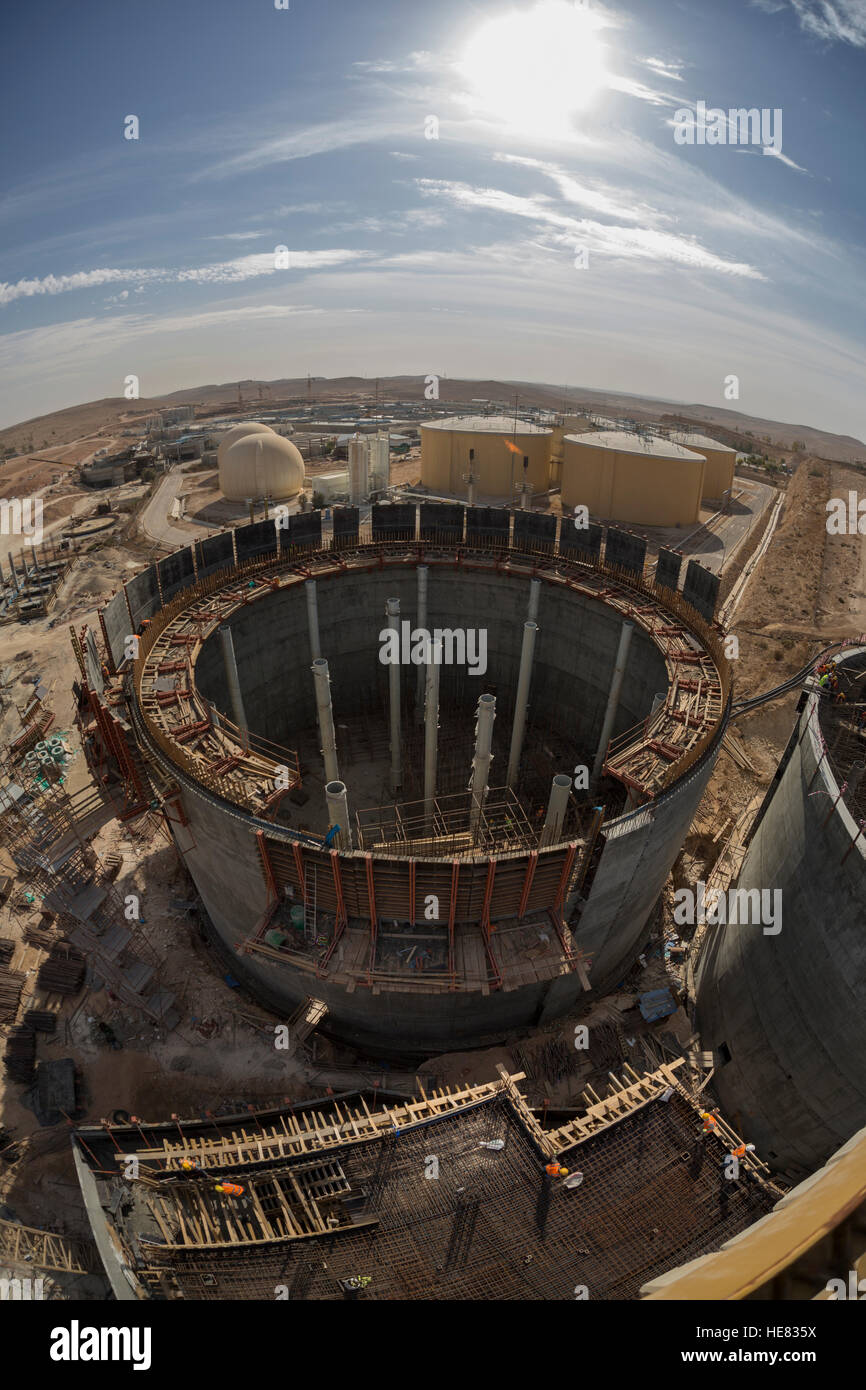 Construction de l'usine de traitement des eaux usées de As-Samra à Aqaba, Jordanie. Banque D'Images