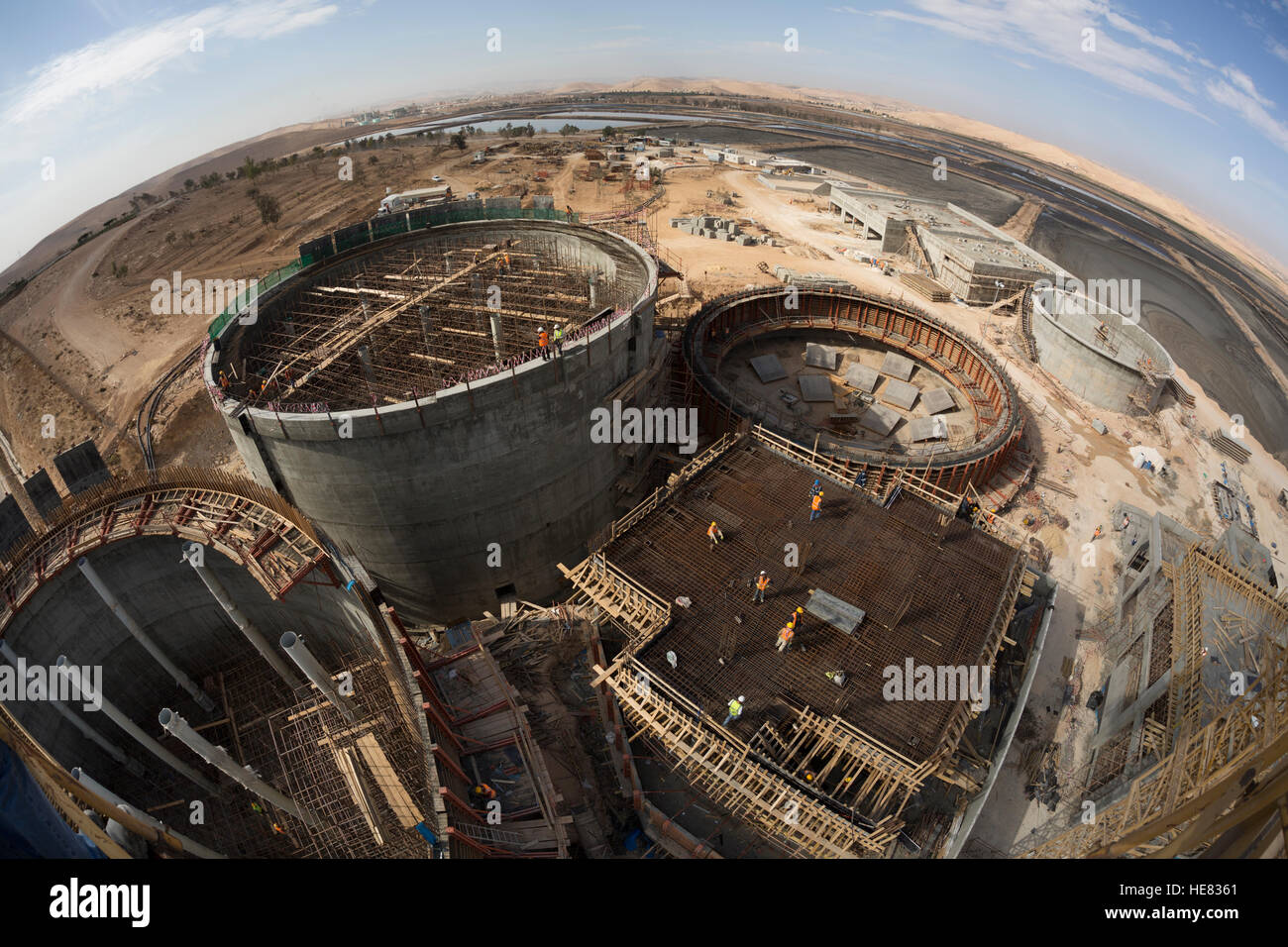 Construction de l'usine de traitement des eaux usées de As-Samra à Aqaba, Jordanie. Banque D'Images