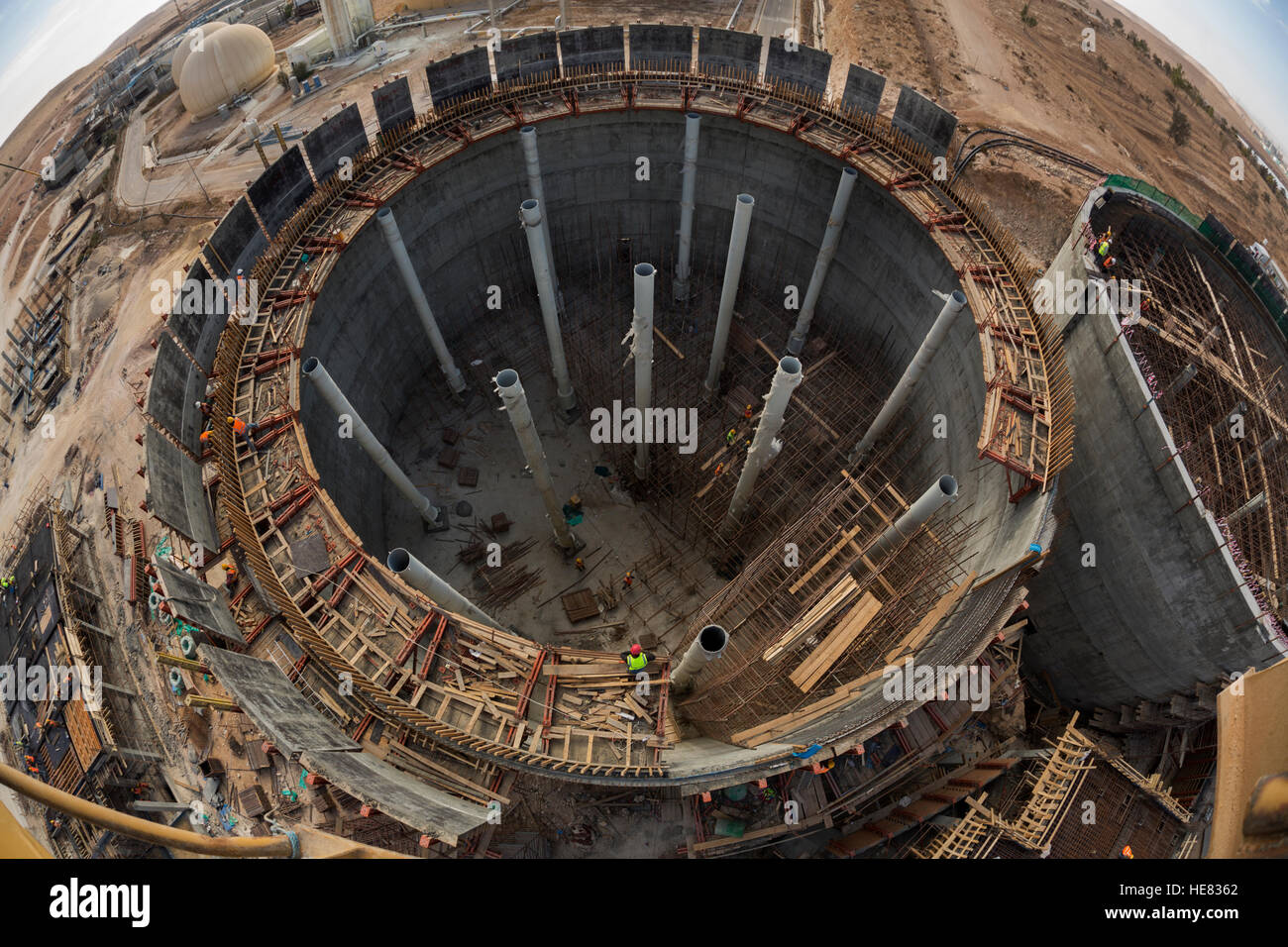 Construction de l'usine de traitement des eaux usées de As-Samra à Aqaba, Jordanie. Banque D'Images