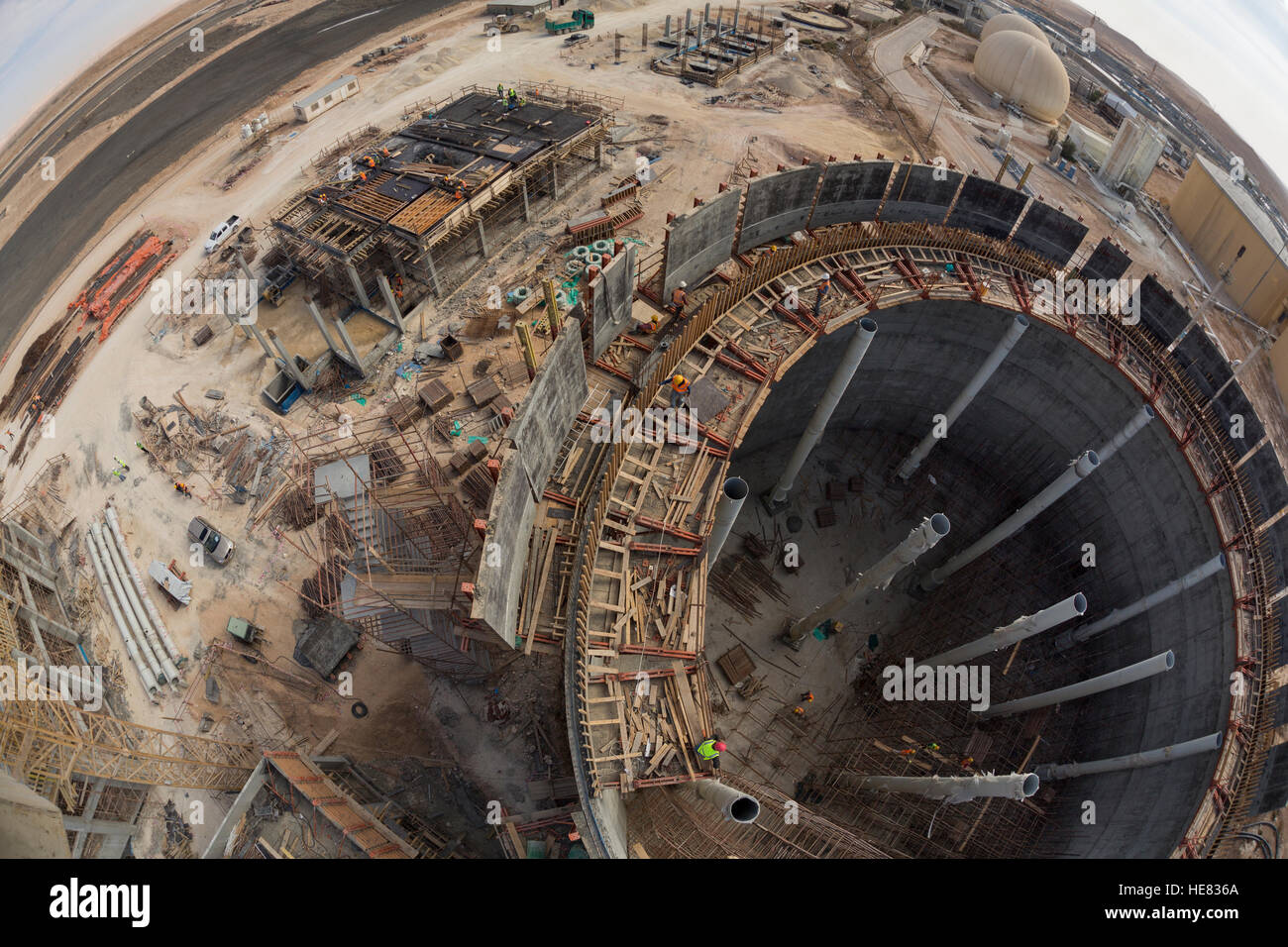 Construction de l'usine de traitement des eaux usées de As-Samra à Aqaba, Jordanie. Banque D'Images