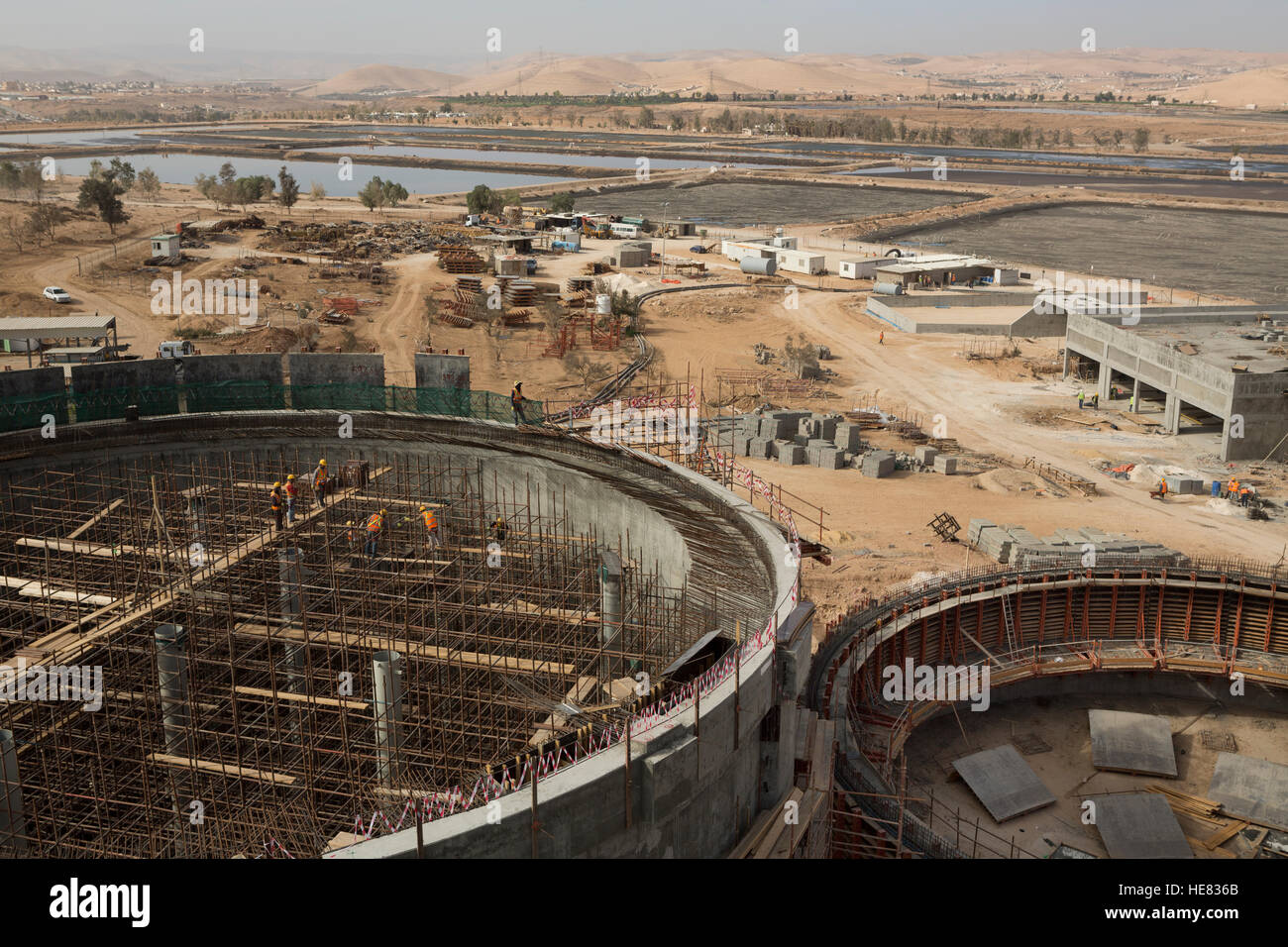 Construction de l'usine de traitement des eaux usées de As-Samra à Aqaba, Jordanie. Banque D'Images