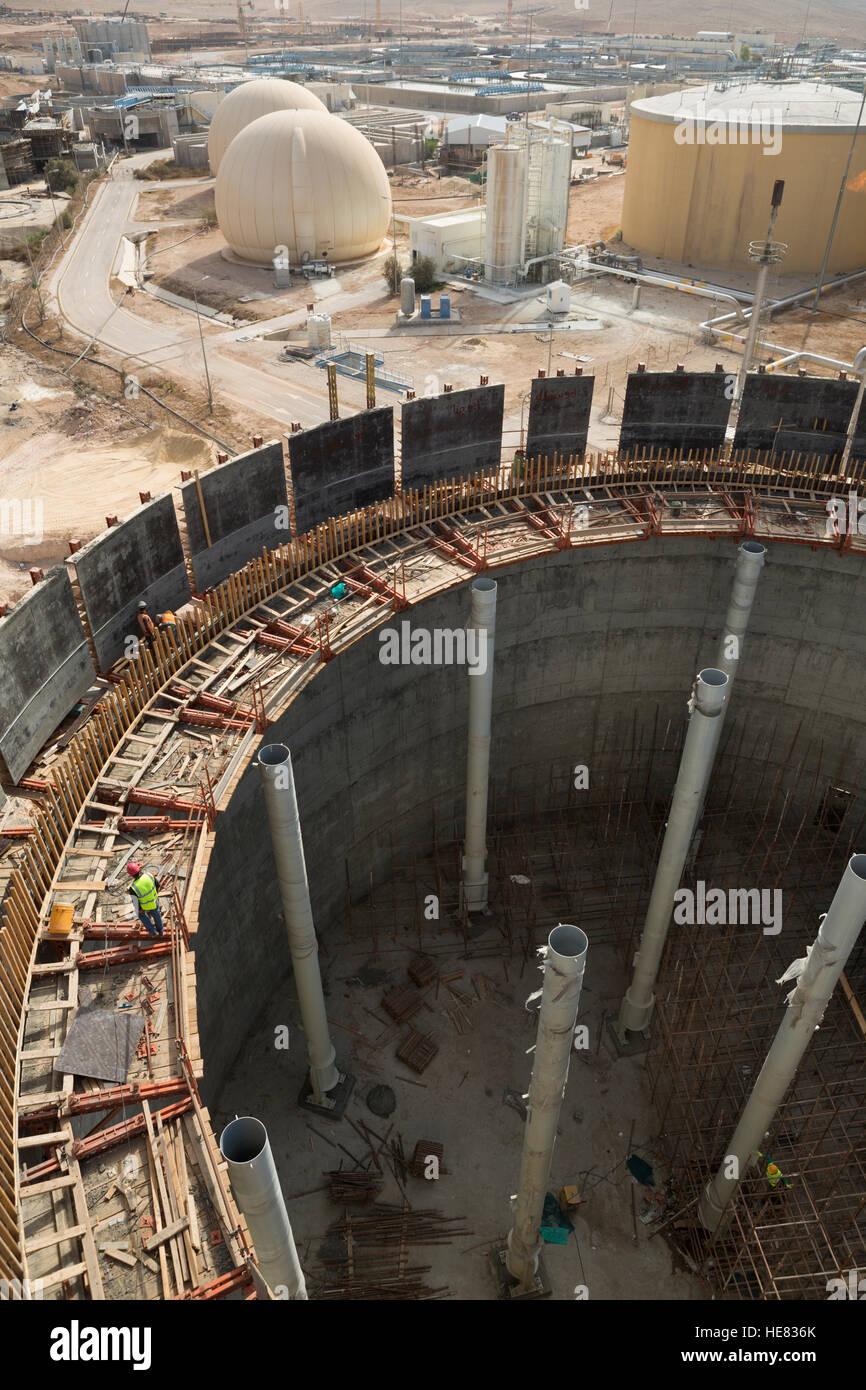 Construction de l'usine de traitement des eaux usées de As-Samra à Aqaba, Jordanie. Banque D'Images