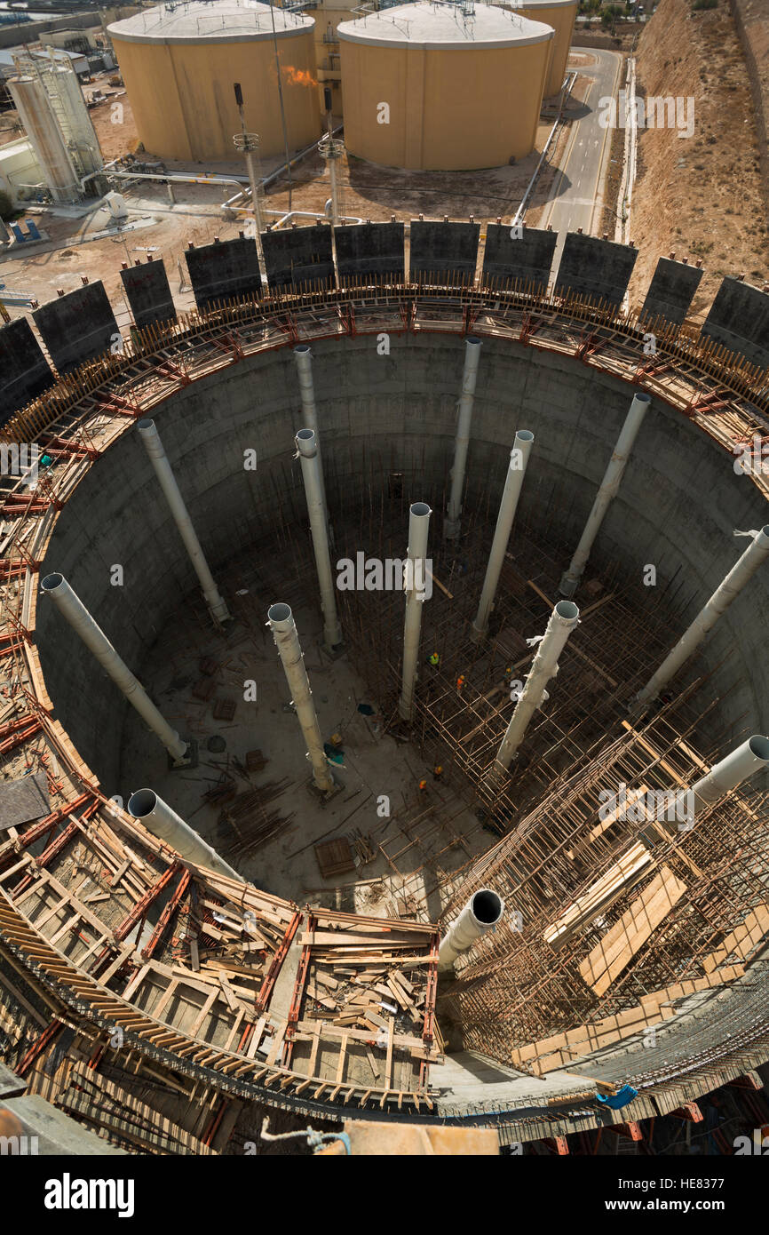 Construction de l'usine de traitement des eaux usées de As-Samra à Aqaba, Jordanie. Banque D'Images