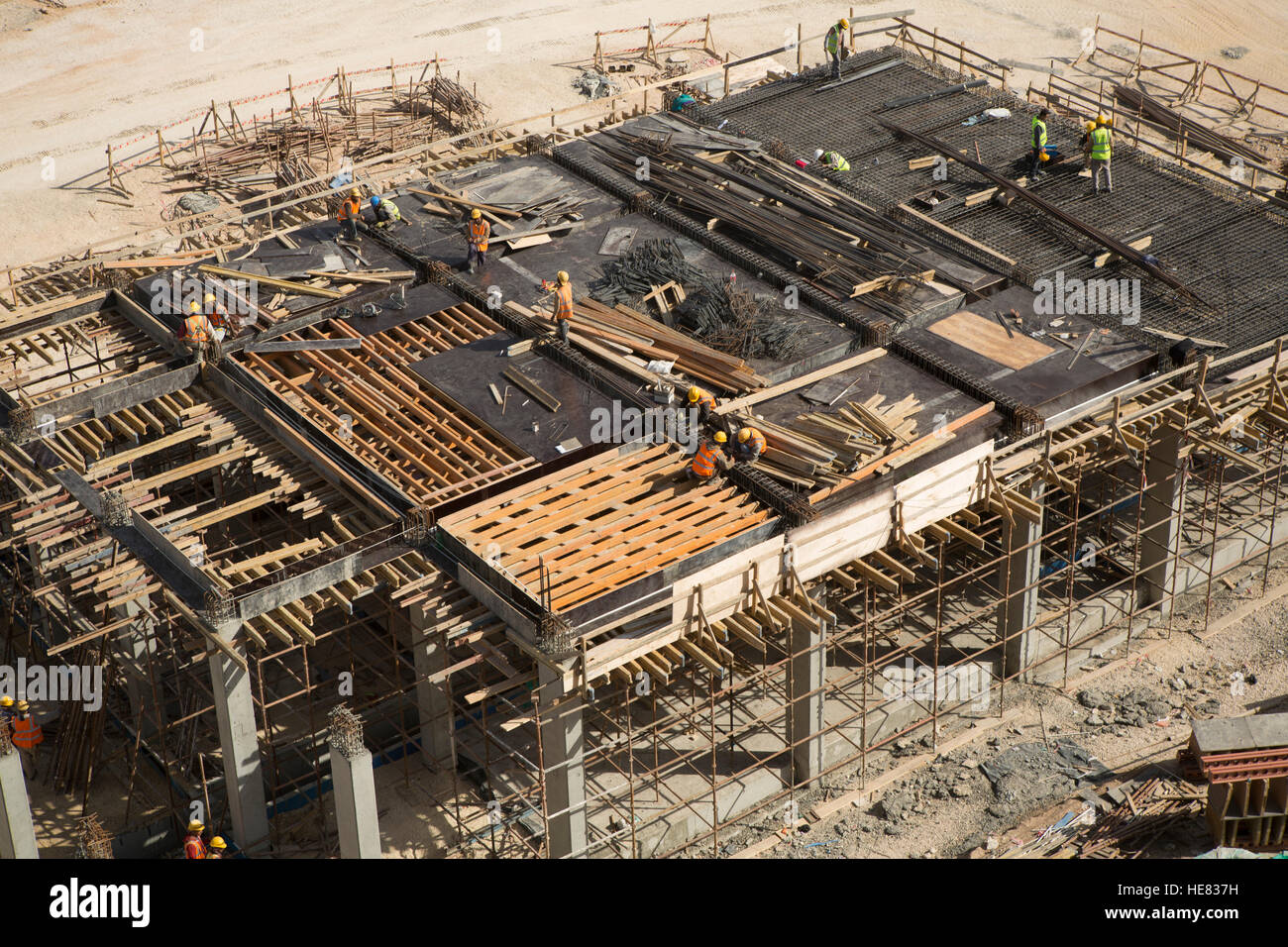 Construction de l'usine de traitement des eaux usées de As-Samra à Aqaba, Jordanie. Banque D'Images