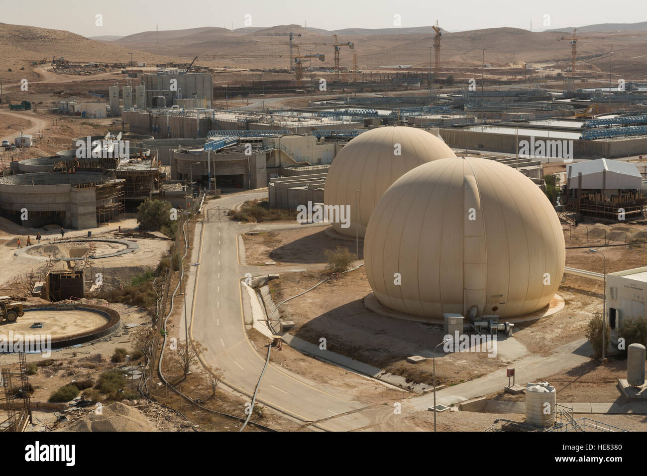 Construction de l'usine de traitement des eaux usées de As-Samra à Aqaba, Jordanie. Banque D'Images