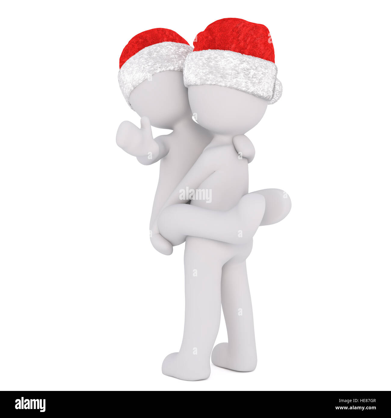 Corps complet 3d toon affectueuse à Santa hat exerçant son activité sous forme ami sur fond blanc Banque D'Images