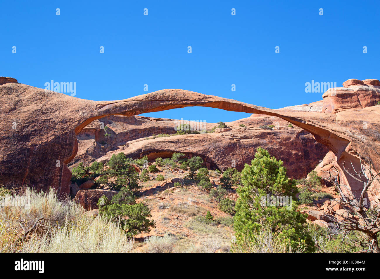 Célèbre landscape arch dans le Arches National Park, Utah, USA Banque D'Images