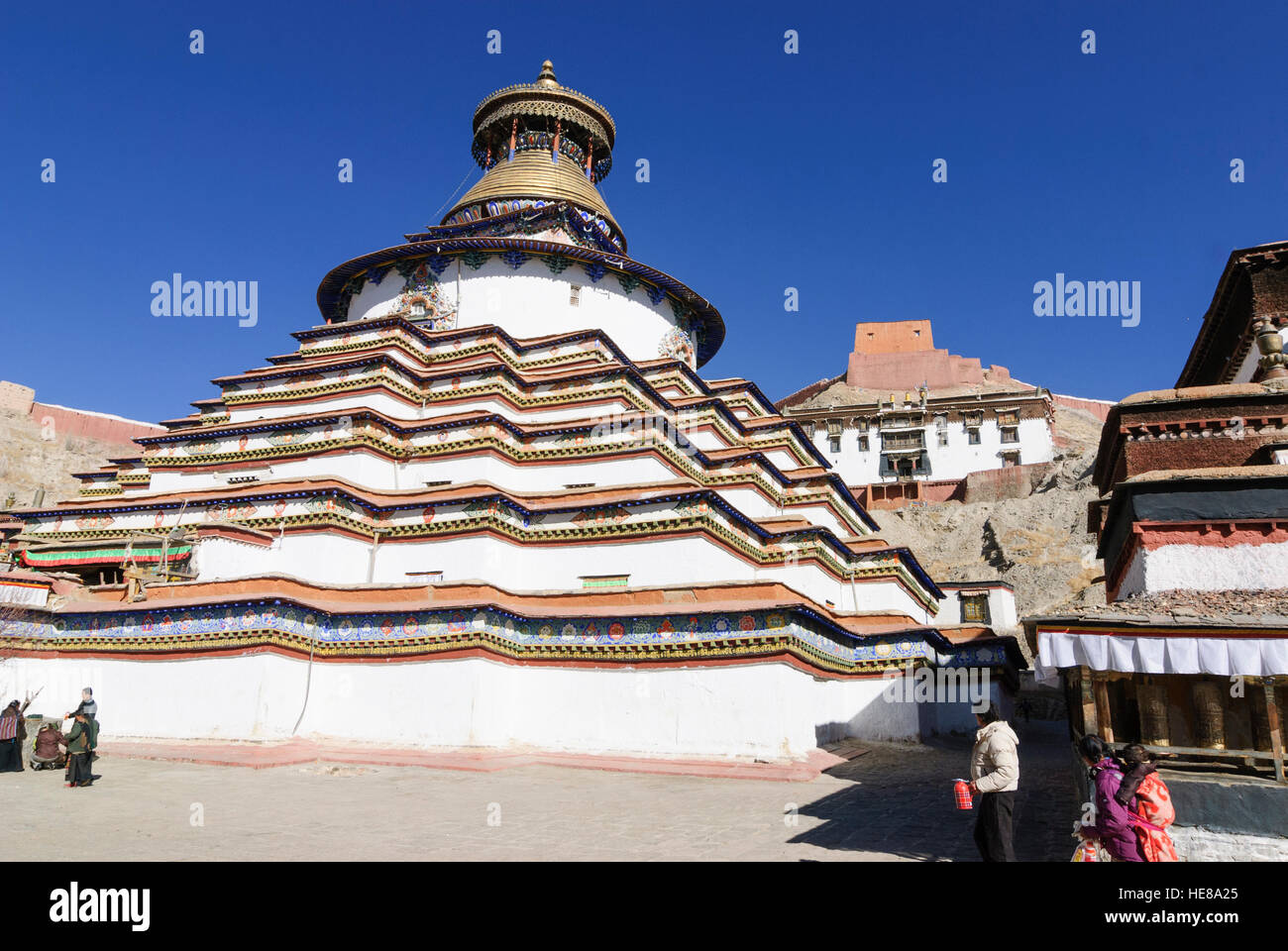 Gyantse : Pelkor Chöde - Monastère de Kumbum Gyantse ; (un Chörten), Tibet, Chine Banque D'Images