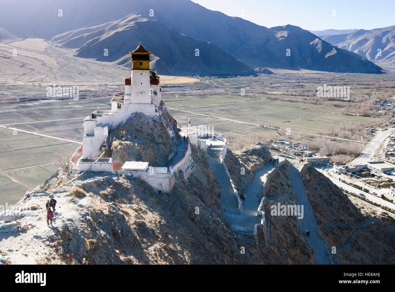 Tsetang : Château Yumbulagang, Tibet, Chine Banque D'Images