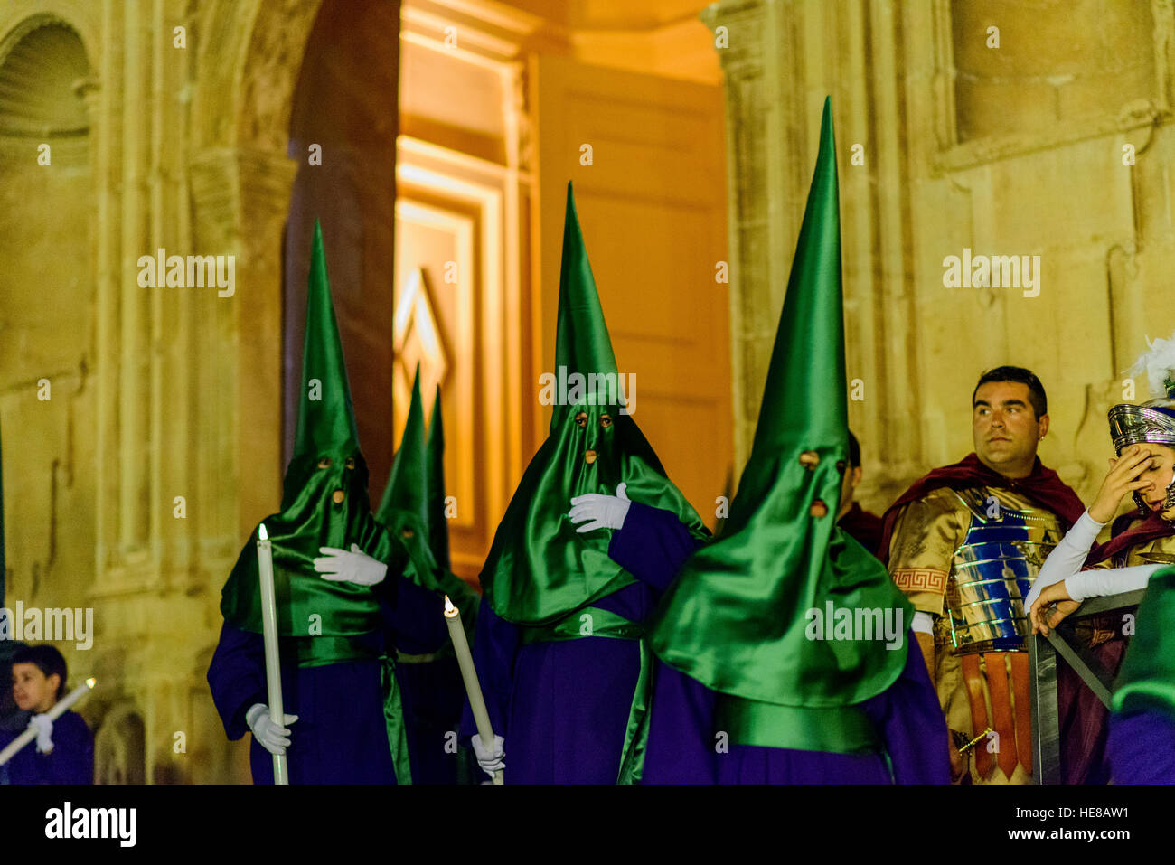 Célébration de la semaine sainte en La Puebla de Hijar, Espagne Banque D'Images