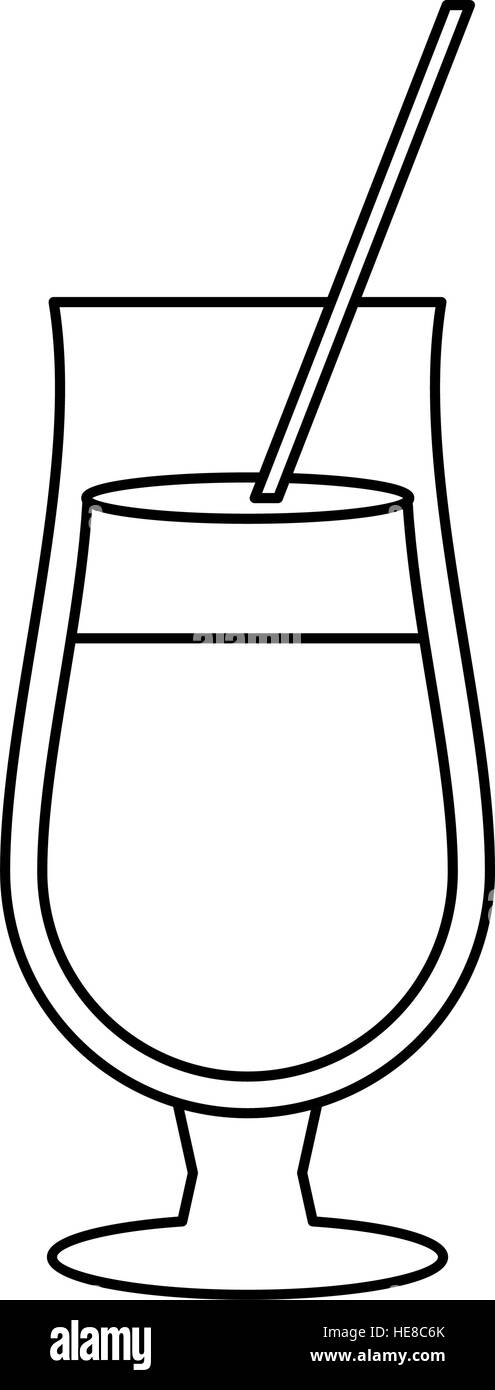 L'alcool boire à la paille cocktail populaires contours Illustration de Vecteur