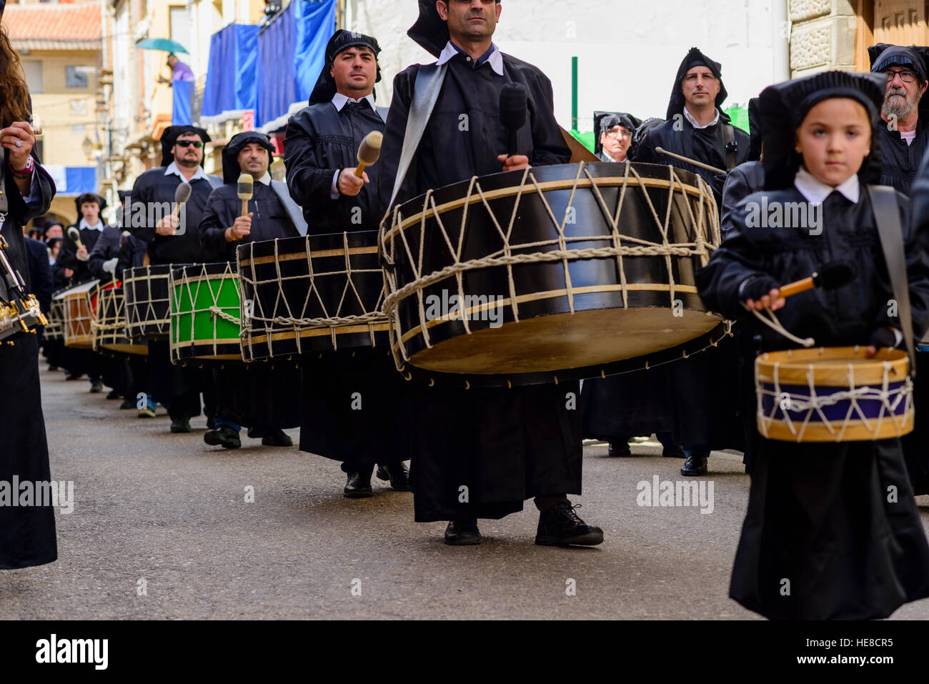 Célébration de la semaine sainte en La Puebla de Hijar, Espagne Banque D'Images