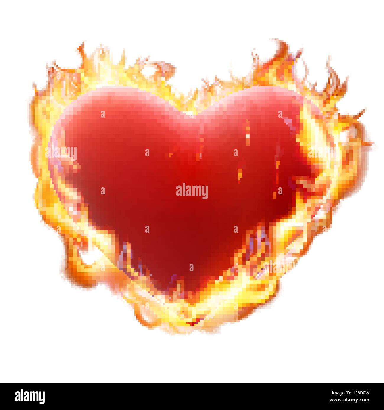 Coeur en flamme isolé sur blanc. EPS 10 Illustration de Vecteur