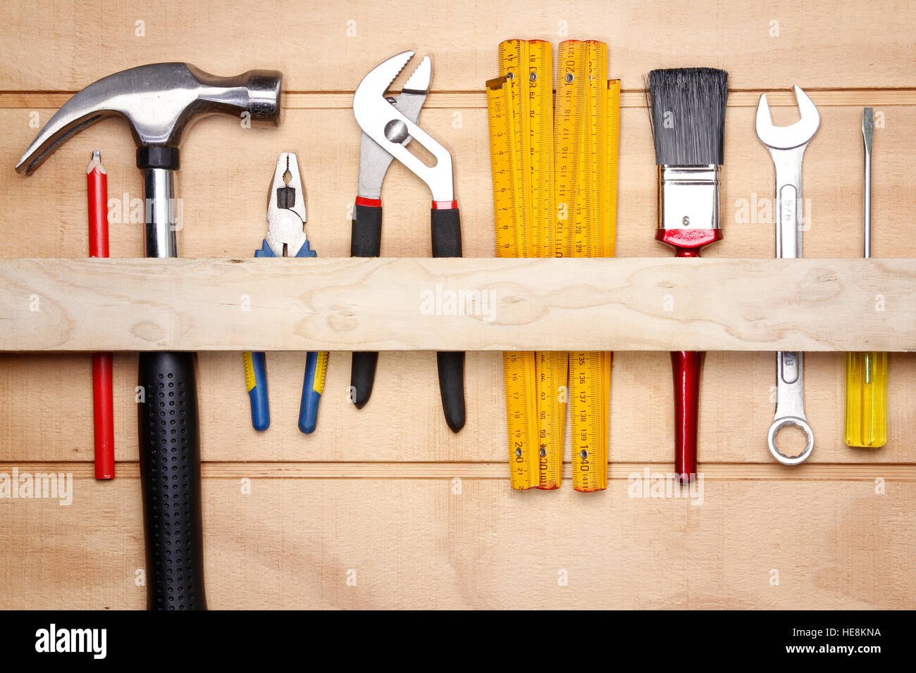 Outils de travail sur bois assortis Banque D'Images