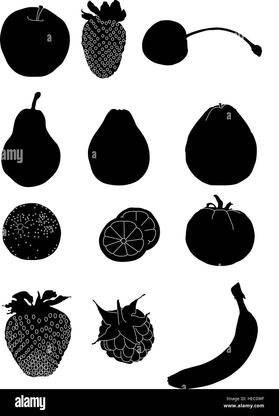 Silhouette de fruits Illustration de Vecteur