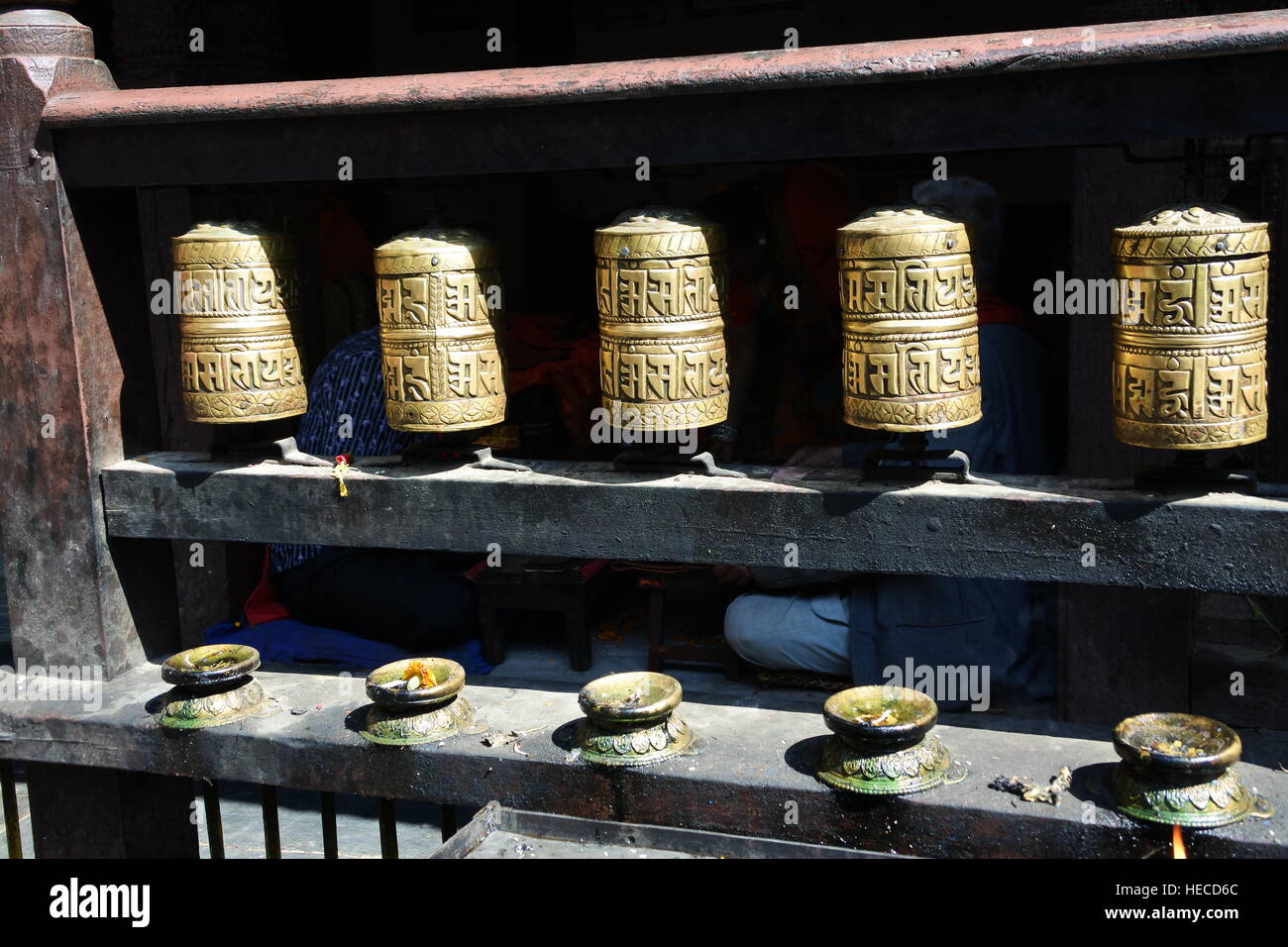 Priez pour les roues, Patan Durbar Square, Katmandou, Népal Banque D'Images
