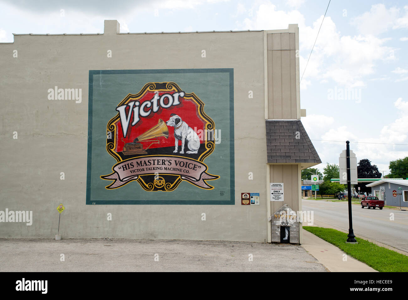 Souvenirs de la route 66, RCA Victor, le centre-ville de Pontiac, Livingston County, Illinois, États-Unis. Banque D'Images