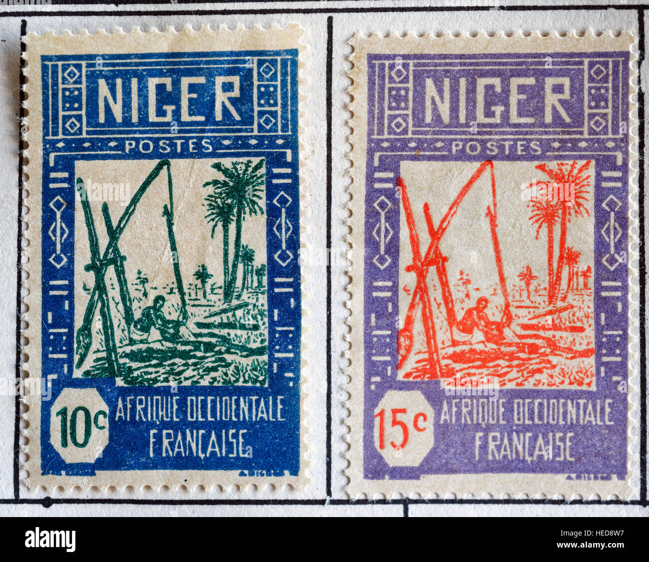 L'Afrique coloniale française de timbres du Niger Banque D'Images