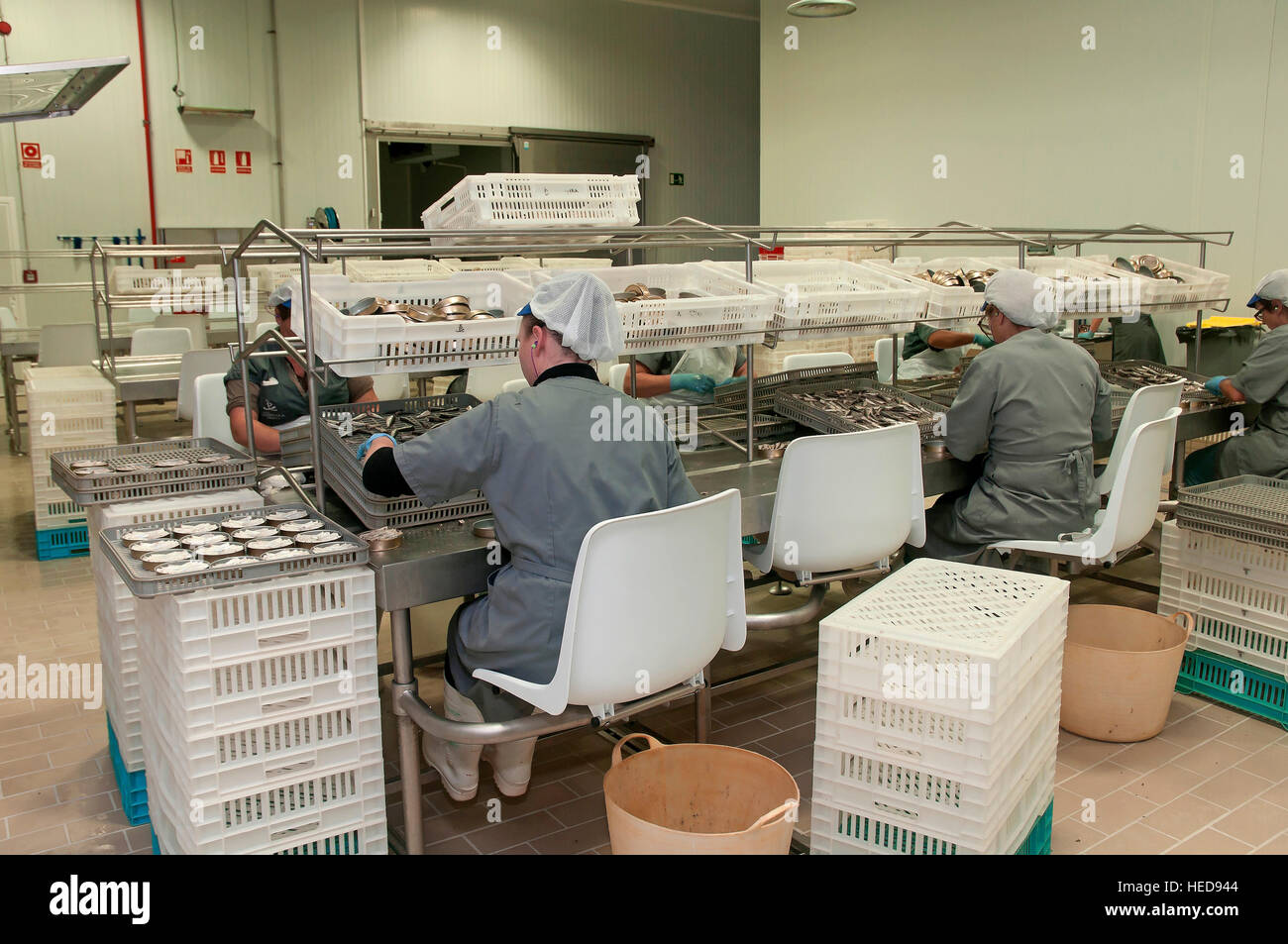 L'industrie de la conserve de poisson, Cambados, Pontevedra province, région de la Galice, Espagne, Europe Banque D'Images