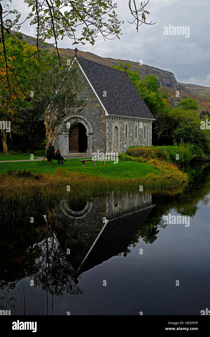 L'église de l'oratoire de l'île Saint Finbarr dans Gougone Barra Ballingeary County Cork Irlande Banque D'Images
