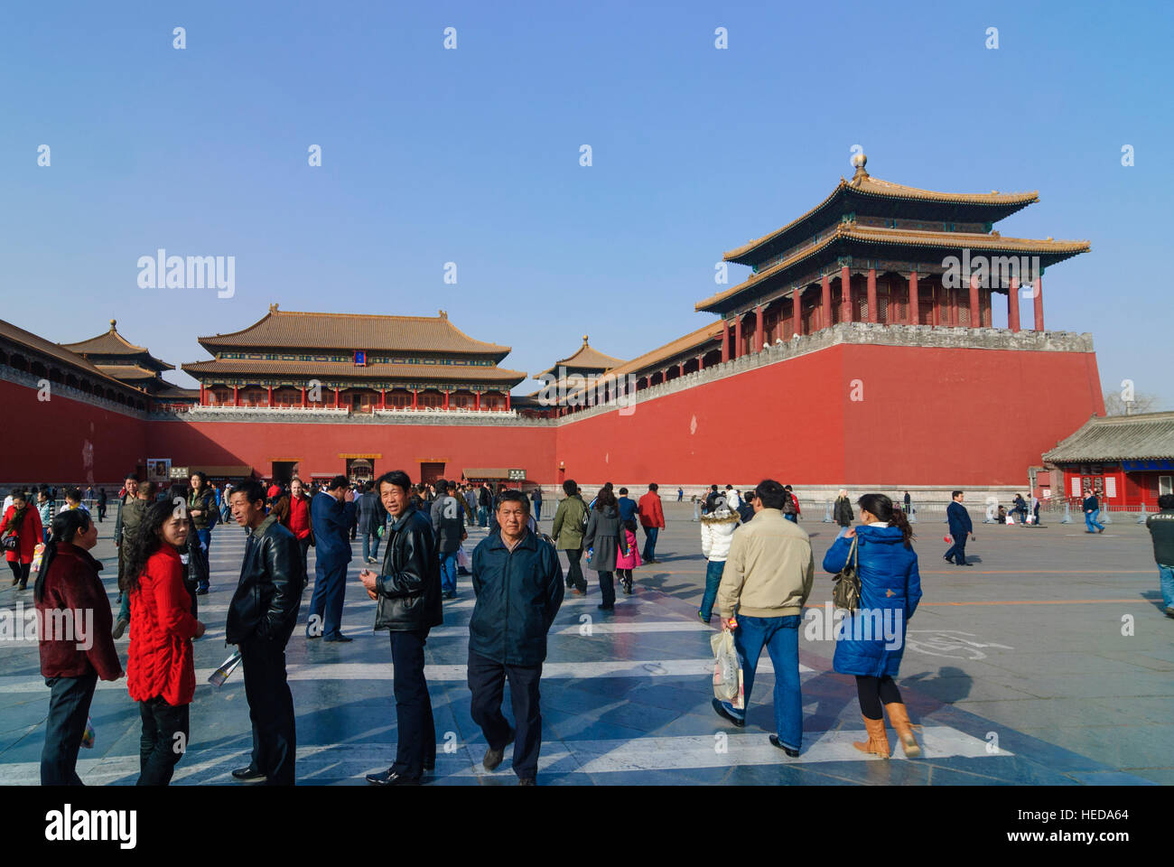 Pékin : la Cité Interdite (palais impérial) ; midi gate, Beijing, Chine Banque D'Images