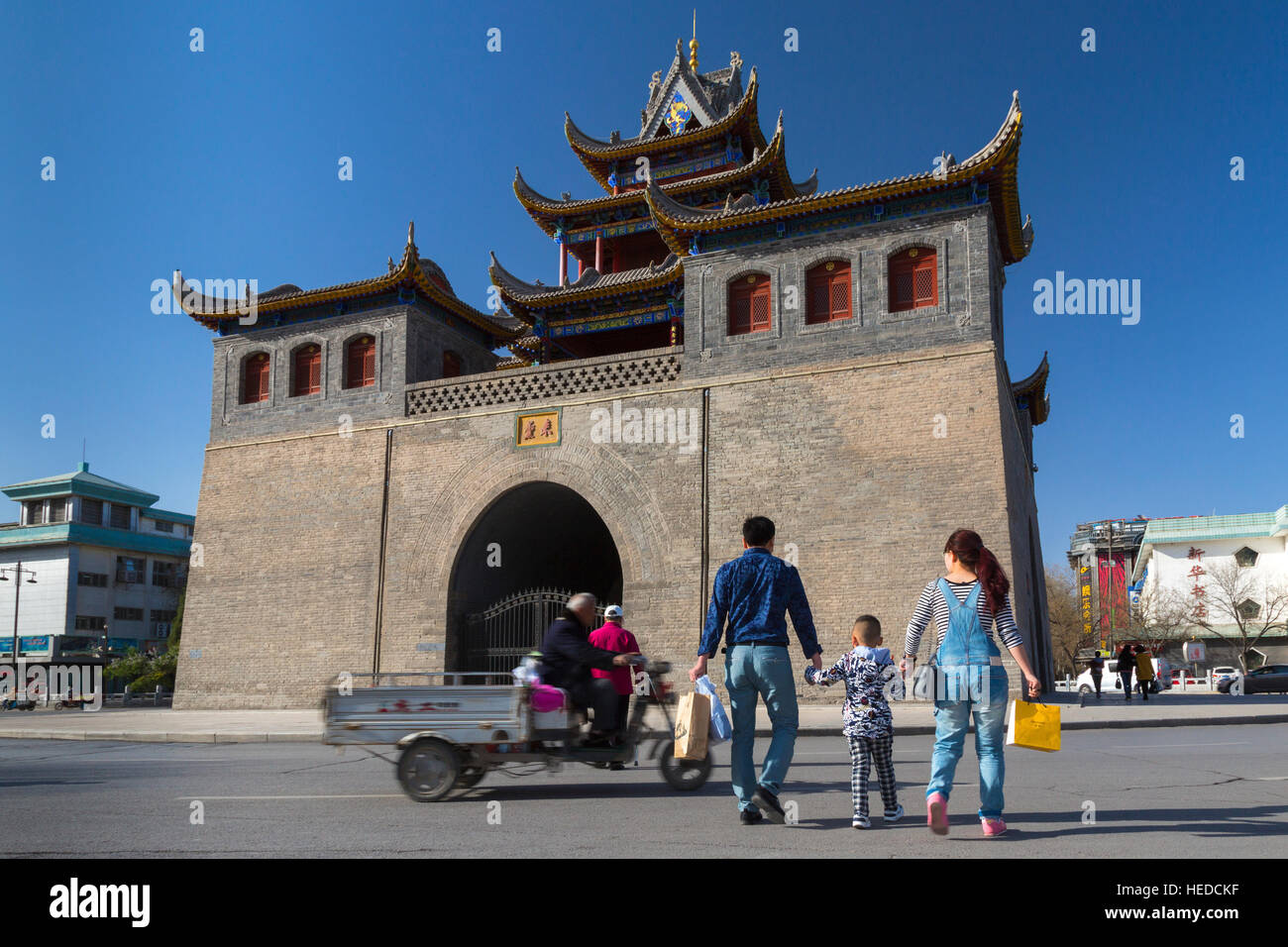 Tambour et clocher, Yinchuan, Ningxia, Chine Banque D'Images