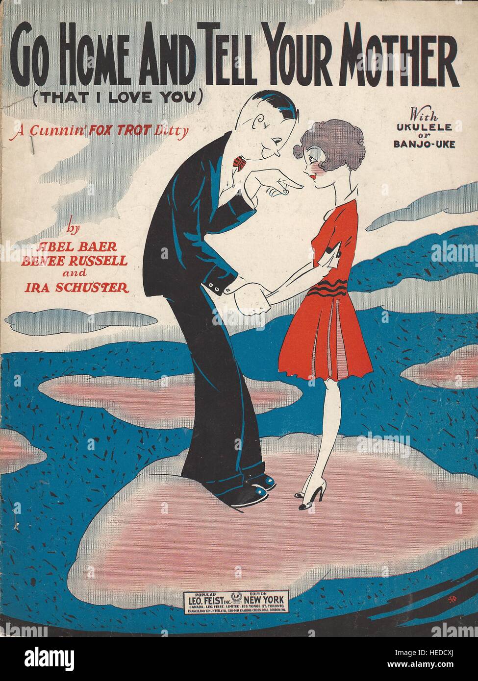 'Aller à la maison et dites à votre mère' sur les couvertures des musiques 1927 Banque D'Images