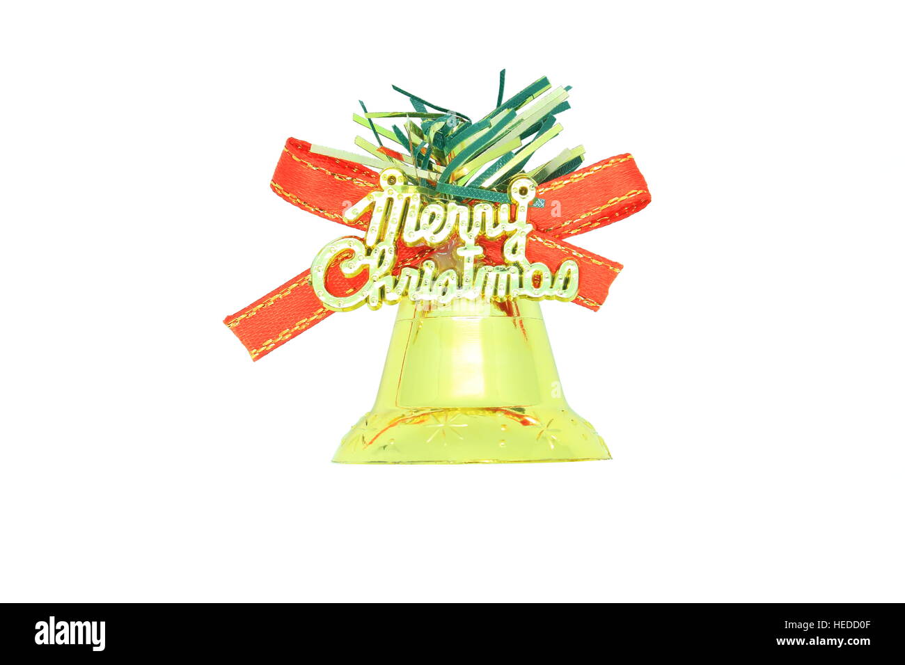 Seul golden bell isolé sur fond blanc pour décorée pour Noël et Jour de l'an. Banque D'Images