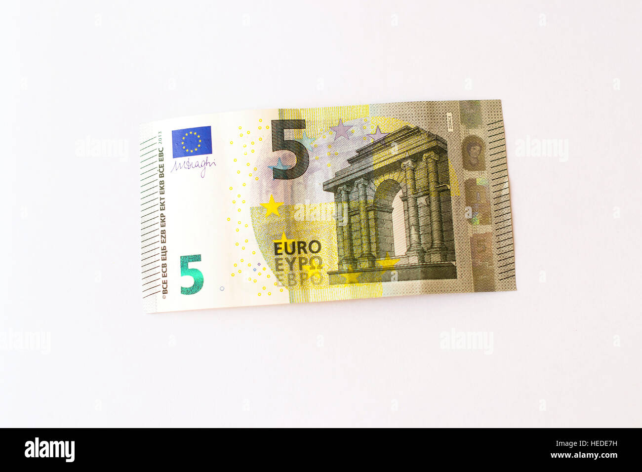 Les billets sont en coupures de 5 euros. Symbole de la monnaie européenne à la richesse et à l'investissement. L'argent de l'Union européenne Banque D'Images