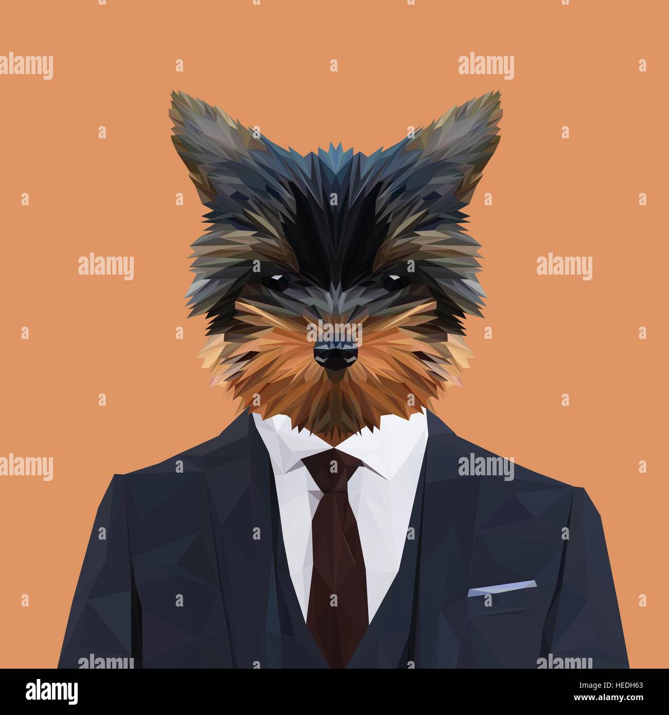 Terrier puppy chien animal habillés en costume bleu marine avec cravate rouge. Homme d'affaires. Vector illustration. Illustration de Vecteur