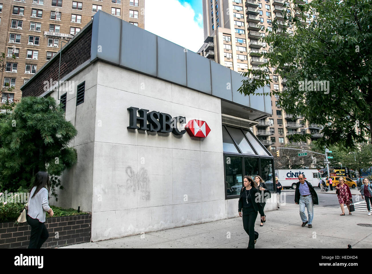 Un emplacement de vente au détail de la HSBC à Manhattan. Banque D'Images