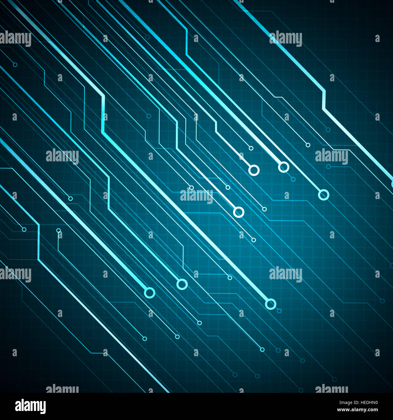Image concept numérique avec puce de circuit sur fond bleu. Banque D'Images