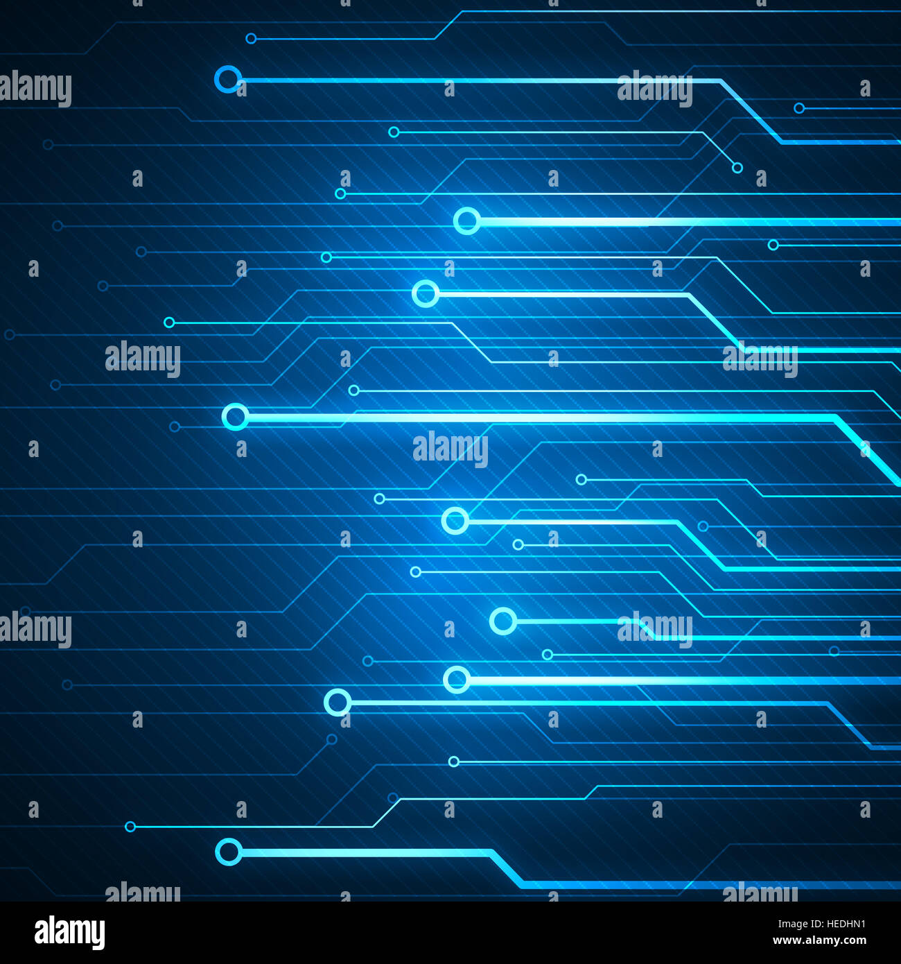 Image concept numérique avec puce de circuit sur fond bleu. Banque D'Images