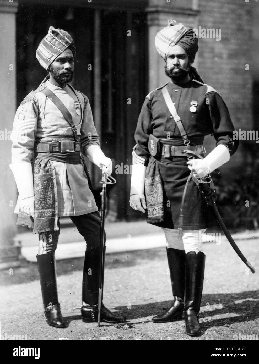 L'Inde britannique deux officiers du 1er lanciers de Madras en 1893 Banque D'Images