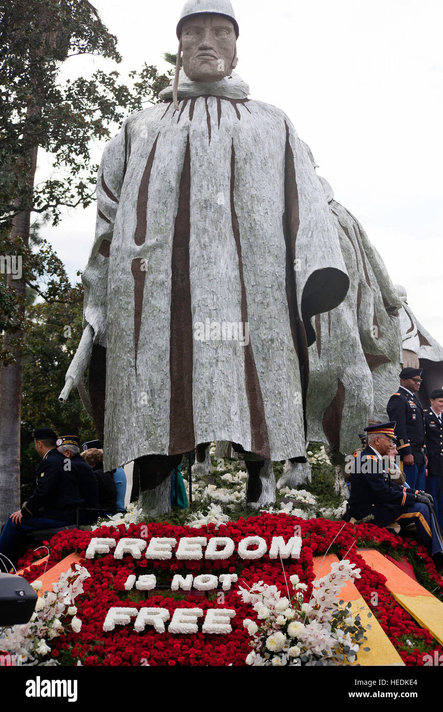 Rose parade float:LA LIBERTÉ N'EST PAS LIBRE Banque D'Images