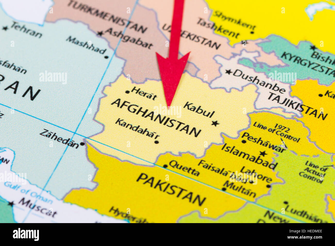Fleche Rouge Pointant L Afghanistan Sur La Carte De L Asie Continent Photo Stock Alamy