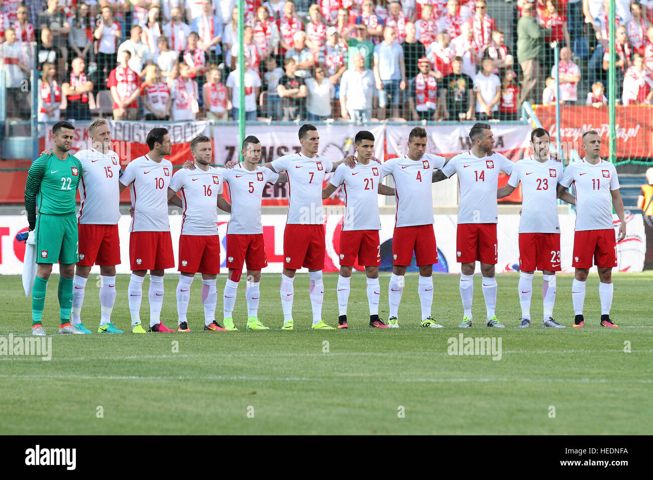 Cracovie, Pologne - 06 juin, 2016 : Inernational Friendly match de football Pologne - Lituanie o/p de l'équipe nationale polonaise © Marcin Kadziolka/Presse Photo Centre/ Banque D'Images