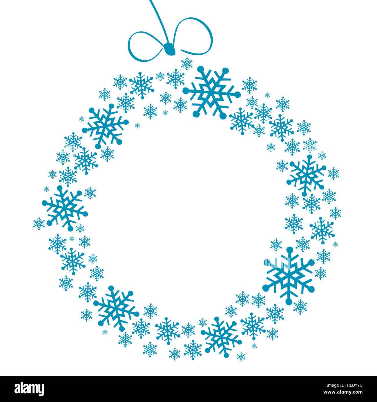Cadre de Noël flocons de bleu sur fond blanc et la place pour le texte Banque D'Images