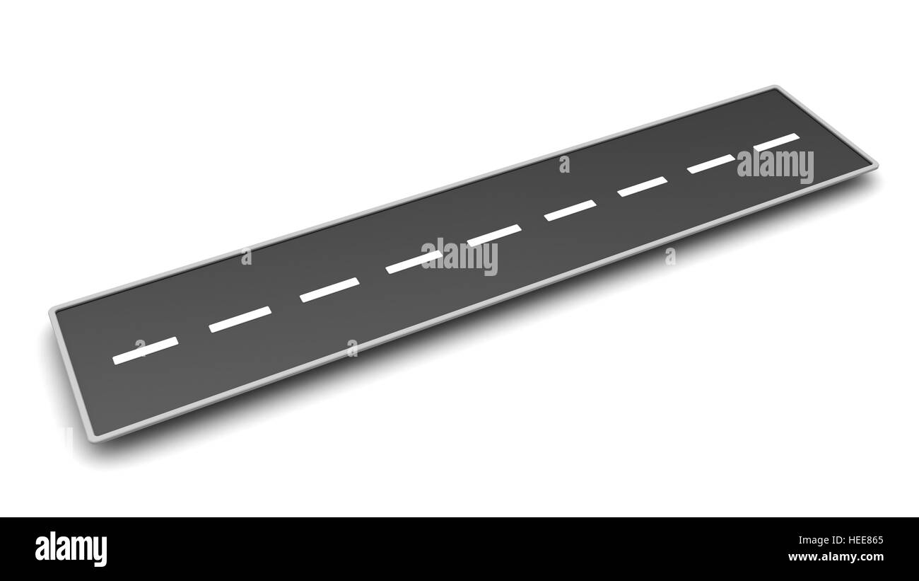 Illustration 3d de la route d'asphalte morceau over white background Banque D'Images