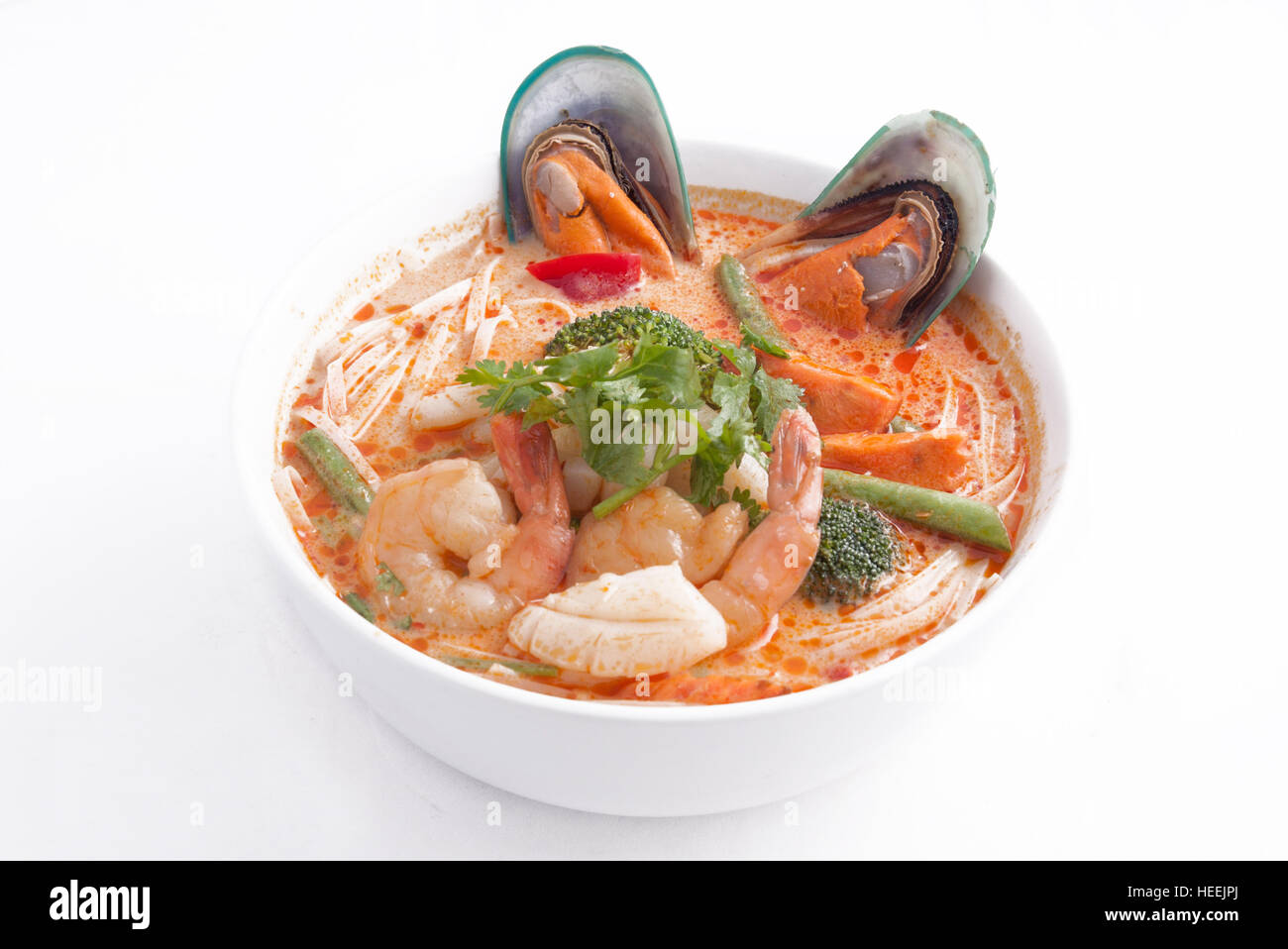 Soupe laksa de fruits de mer Banque D'Images