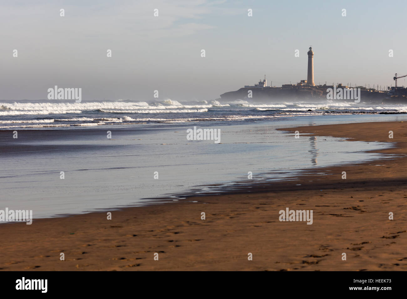 Plage de l'océan atlantique, Casablanca, Maroc Banque D'Images