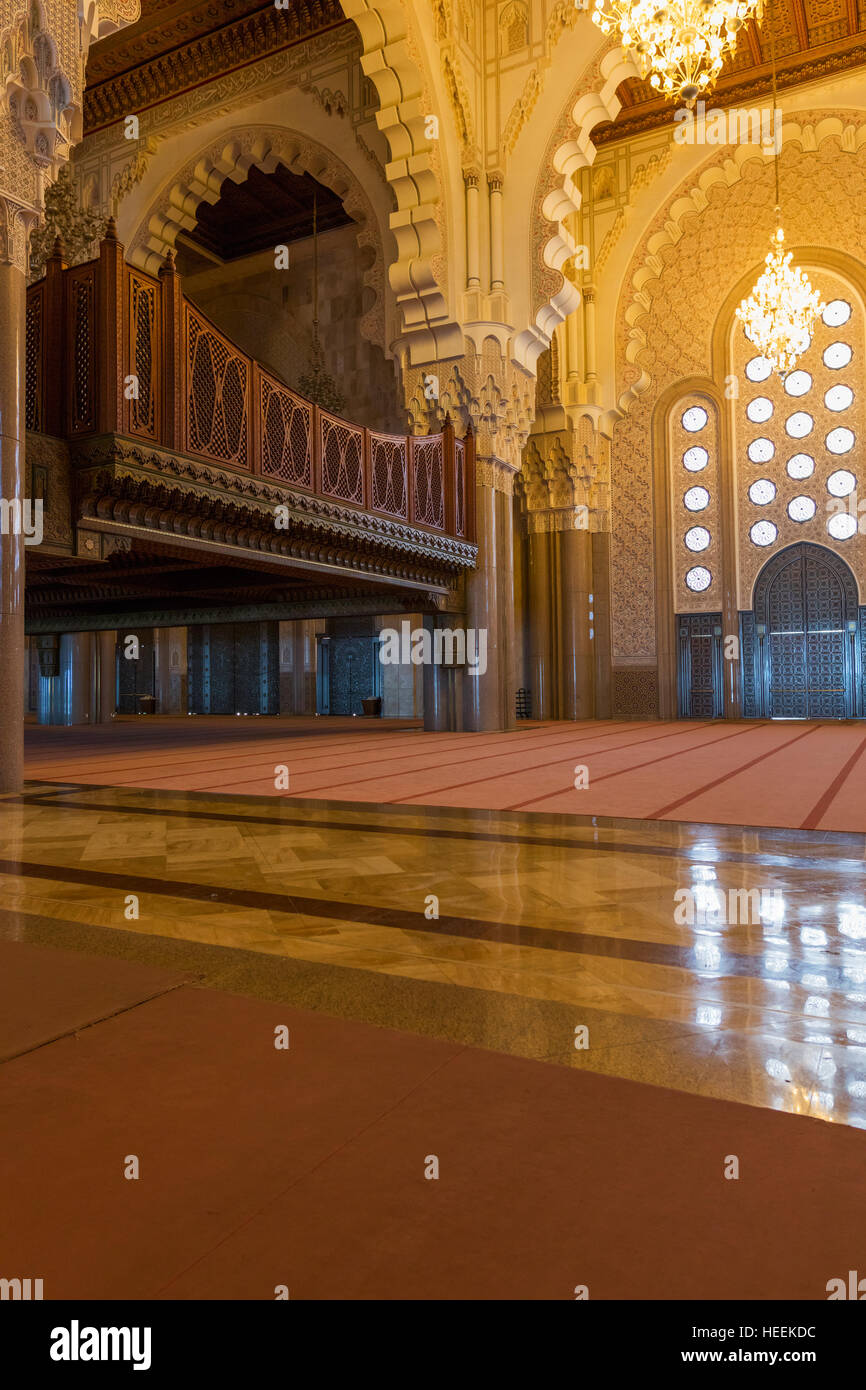 L'intérieur de la mosquée Hassan II, Casablanca, Maroc Banque D'Images