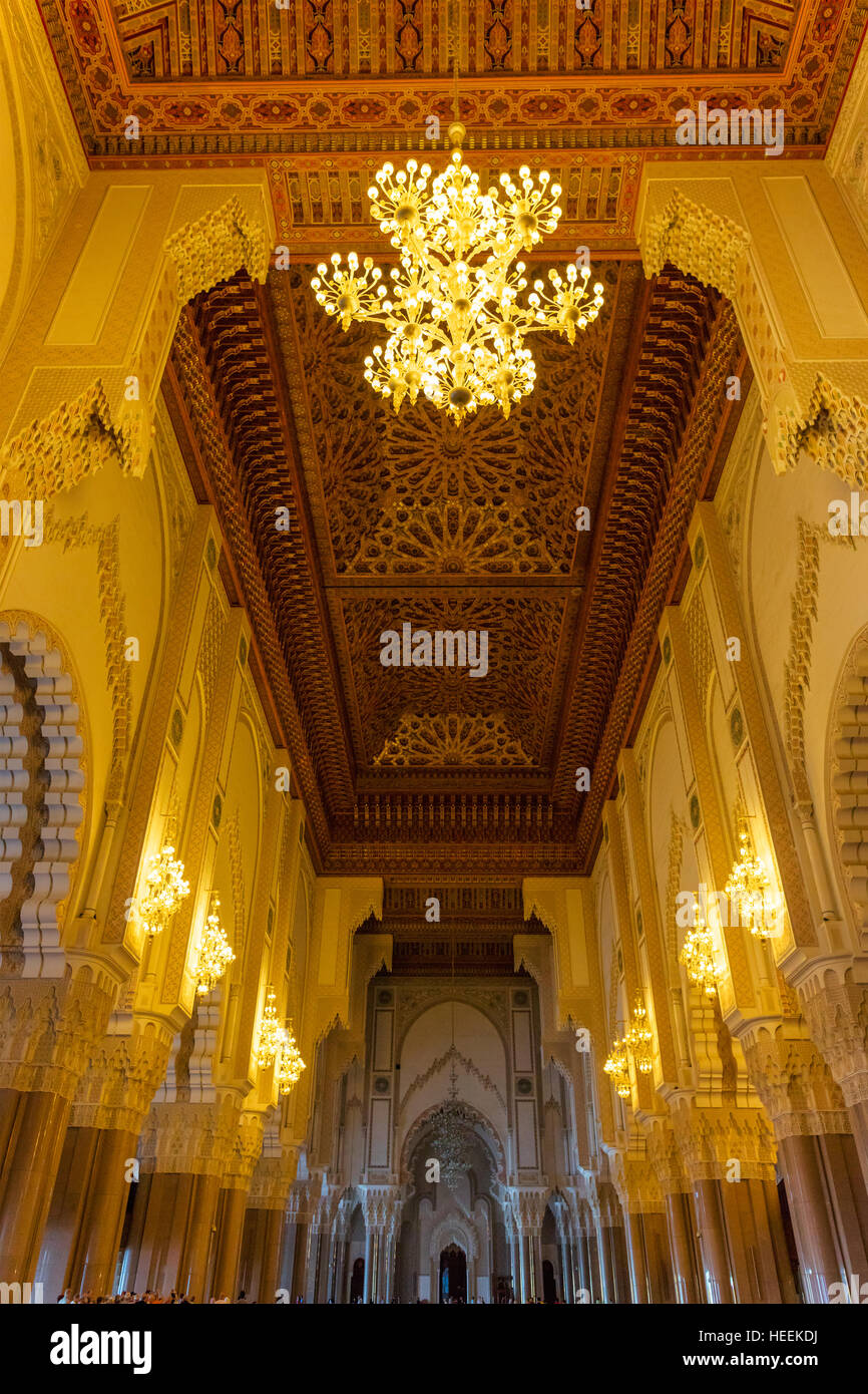 L'intérieur de la mosquée Hassan II, Casablanca, Maroc Banque D'Images