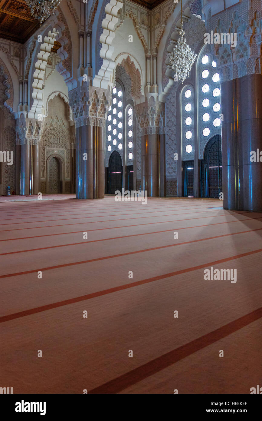 L'intérieur de la mosquée Hassan II, Casablanca, Maroc Banque D'Images