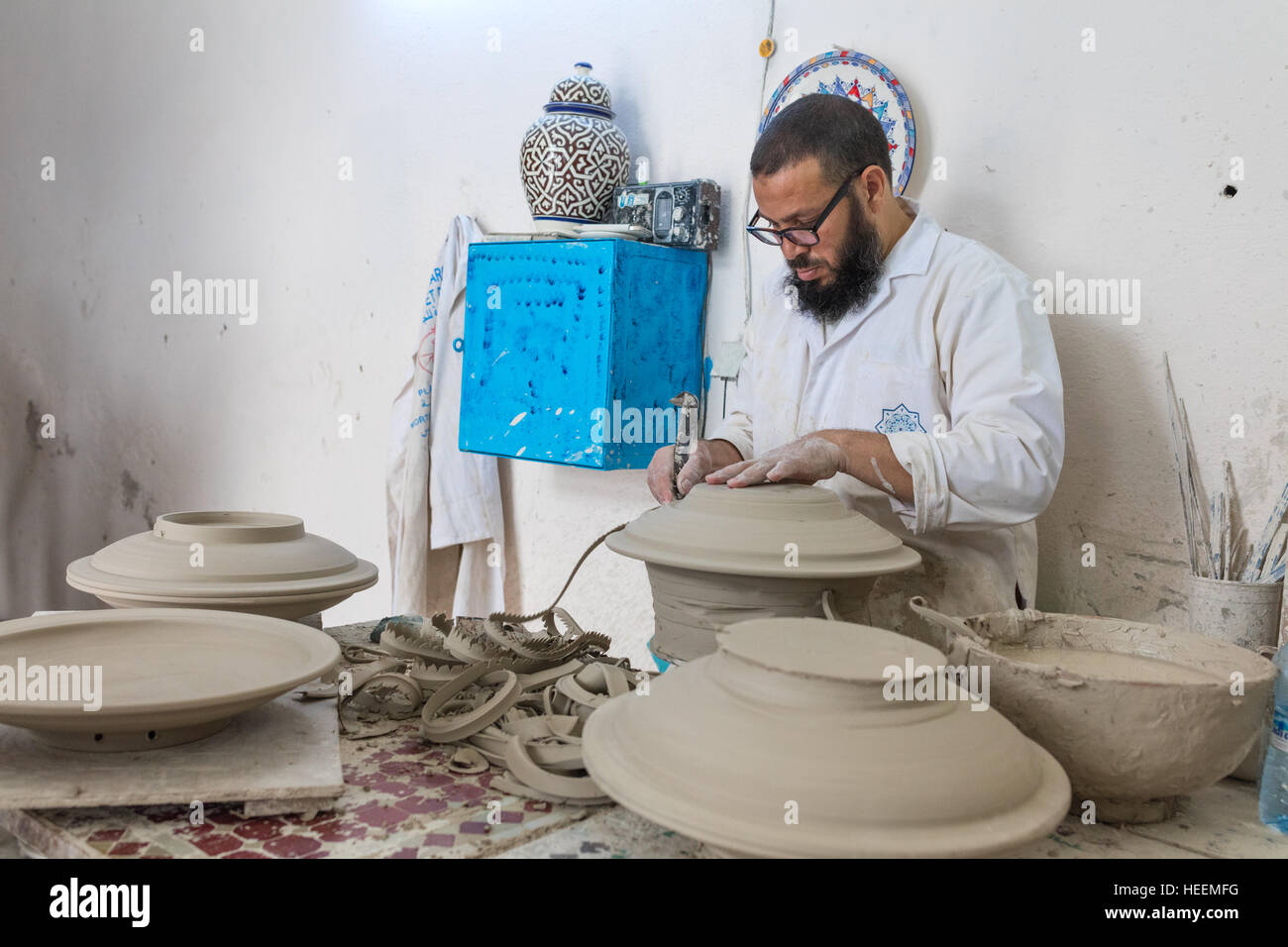 Usine de poterie, Fes, Maroc Banque D'Images